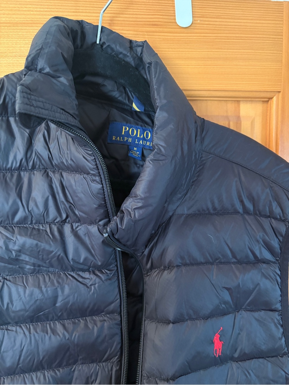Polo by Ralph Lauren Navy Quilted Puffer Vest with Yellow Logo Tag - Picture 2 of 3